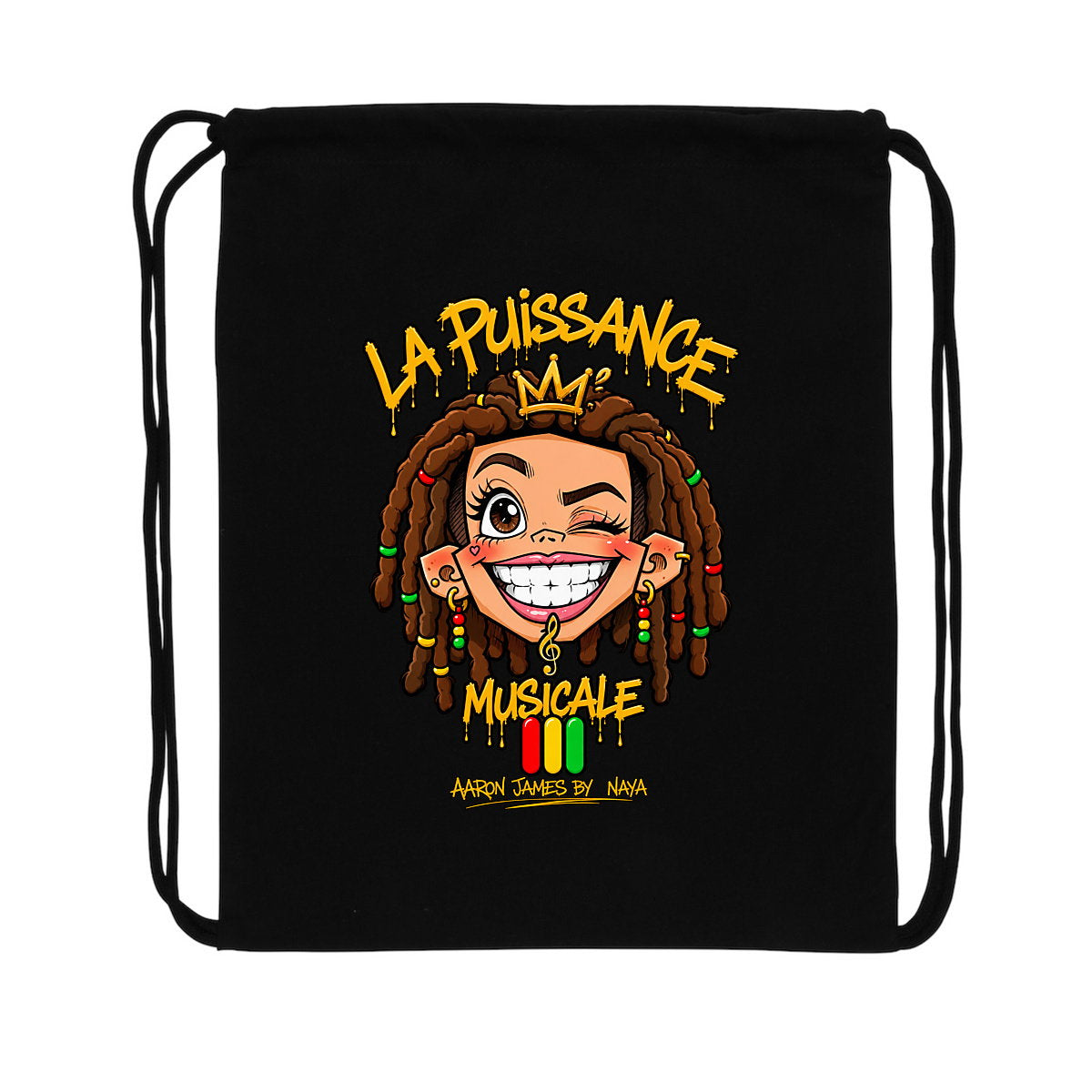 Sac à dos à cordelettes recyclé LPM Rasta Queen - face_0