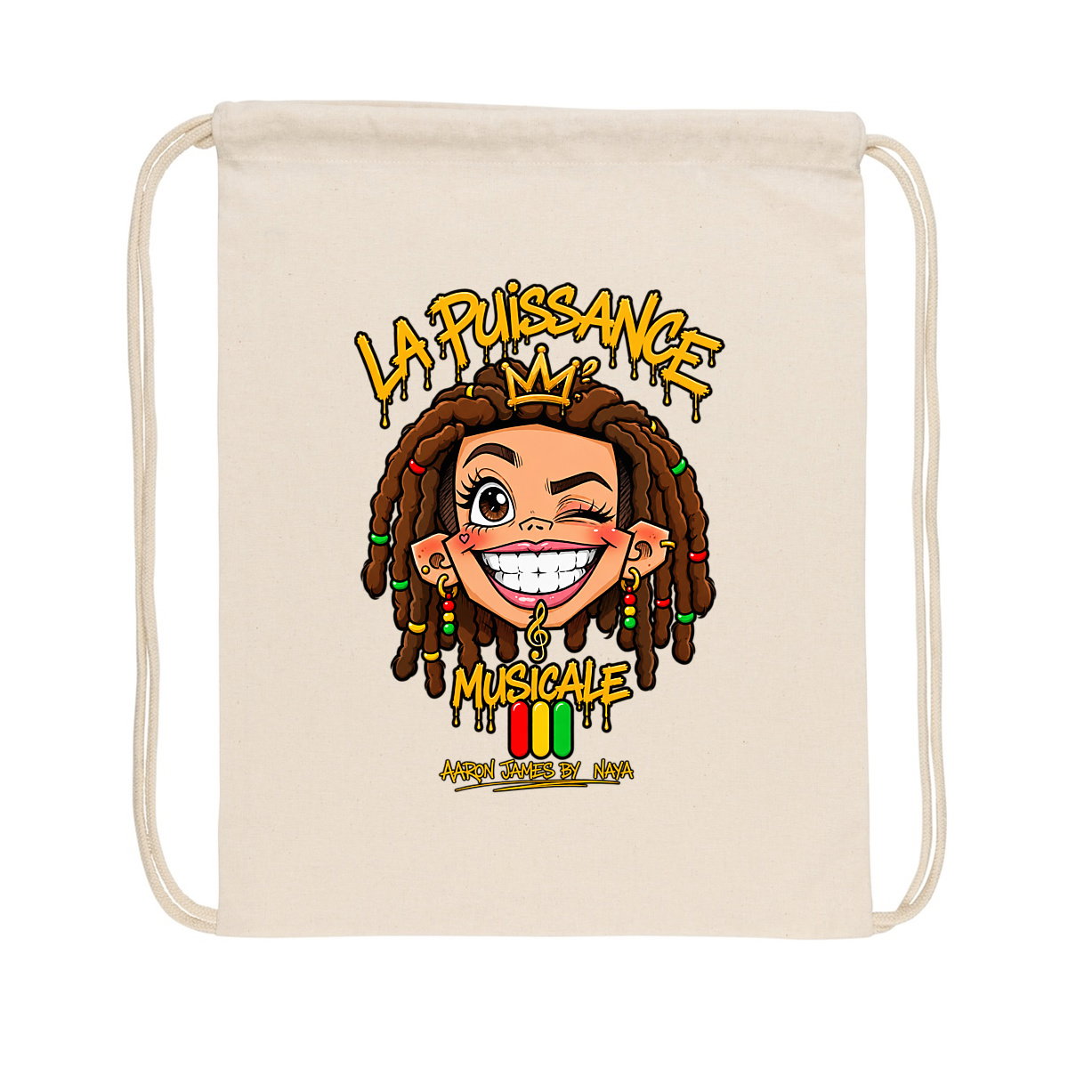 Sac à dos à cordelettes recyclé LPM Rasta Queen - face_1