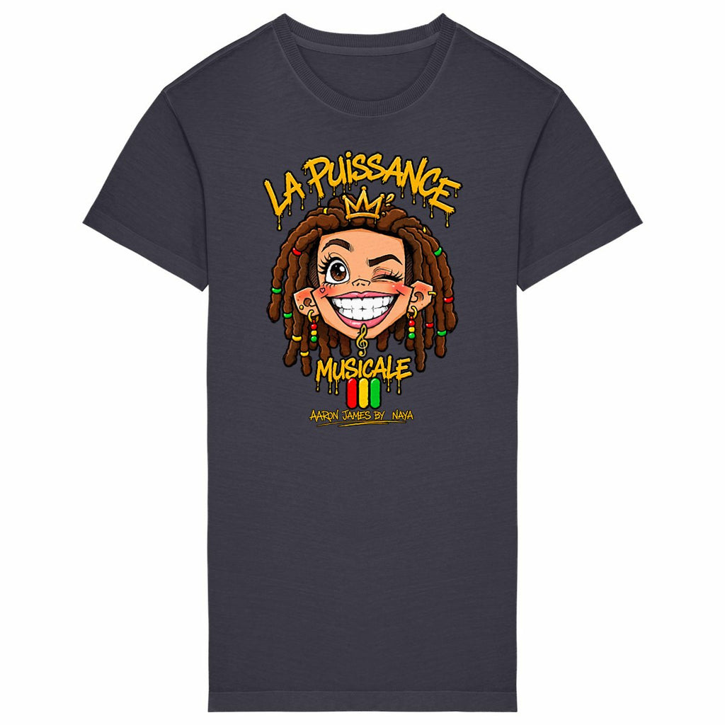 Robe T-shirt Vintage Femme LPM Rasta Queen - face_grisanthracite