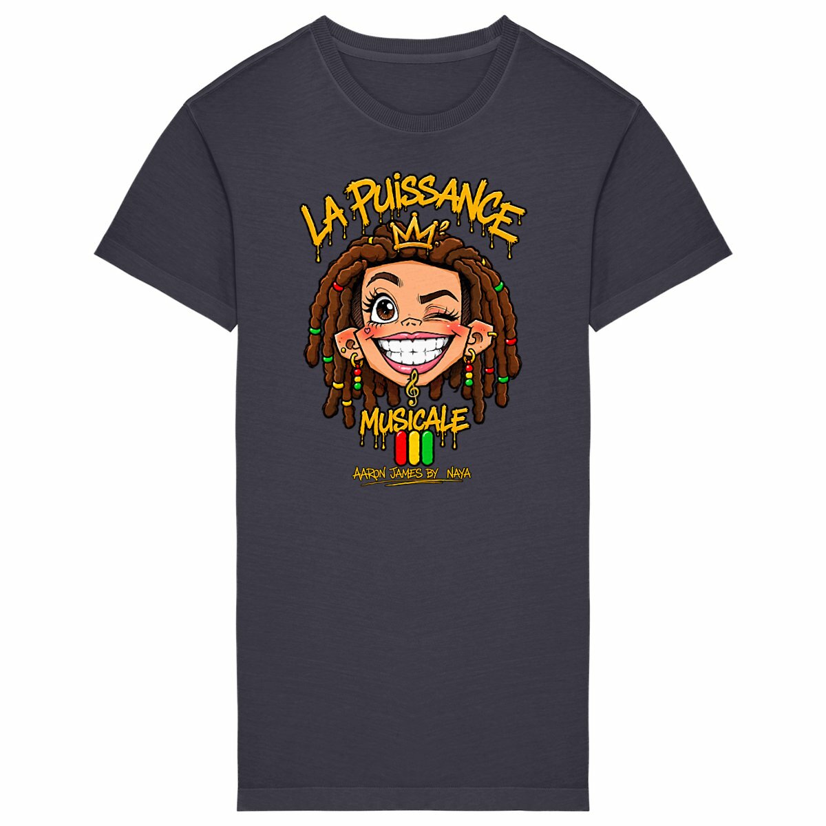 Robe T-shirt Vintage Femme LPM Rasta Queen - face_grisanthracite