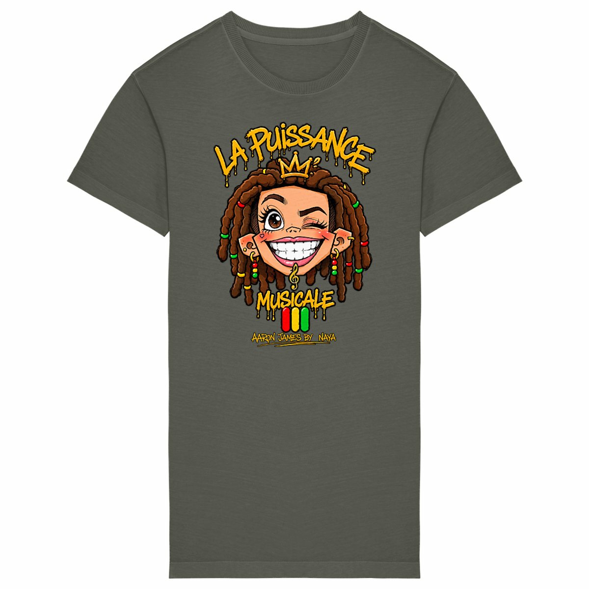 Robe T-shirt Vintage Femme LPM Rasta Queen - face_kaki